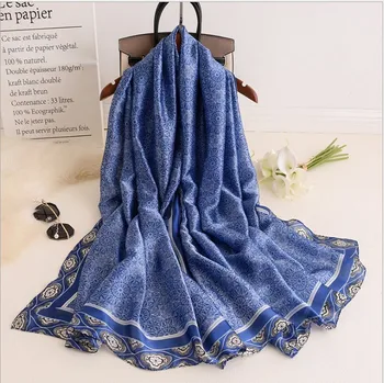 

Europe wind fashion scarf printing patterns printed sunscreen silk scarves camellia shawl women