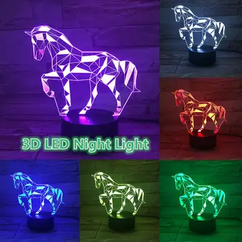 

7 Color LED Night Lights 3D Visual Unicorn Horse Lamp for Kids Touch Switch USB Table Baby Sleeping Nightlight Star Light Decor