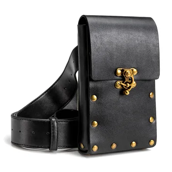 

Women Vintage Concise Knight Waist Drop Belt Phone Bag Coin Bag Motorcycle Ride Outdoor Running Sport Black Brown