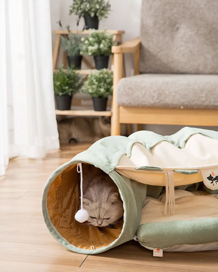 Foldable Funny Pet Cat Tunnel Cat Play Toys Pet Bed Sofa Warm House Animal Play Tunnel Tube Animal Cushion Basket Accessories
