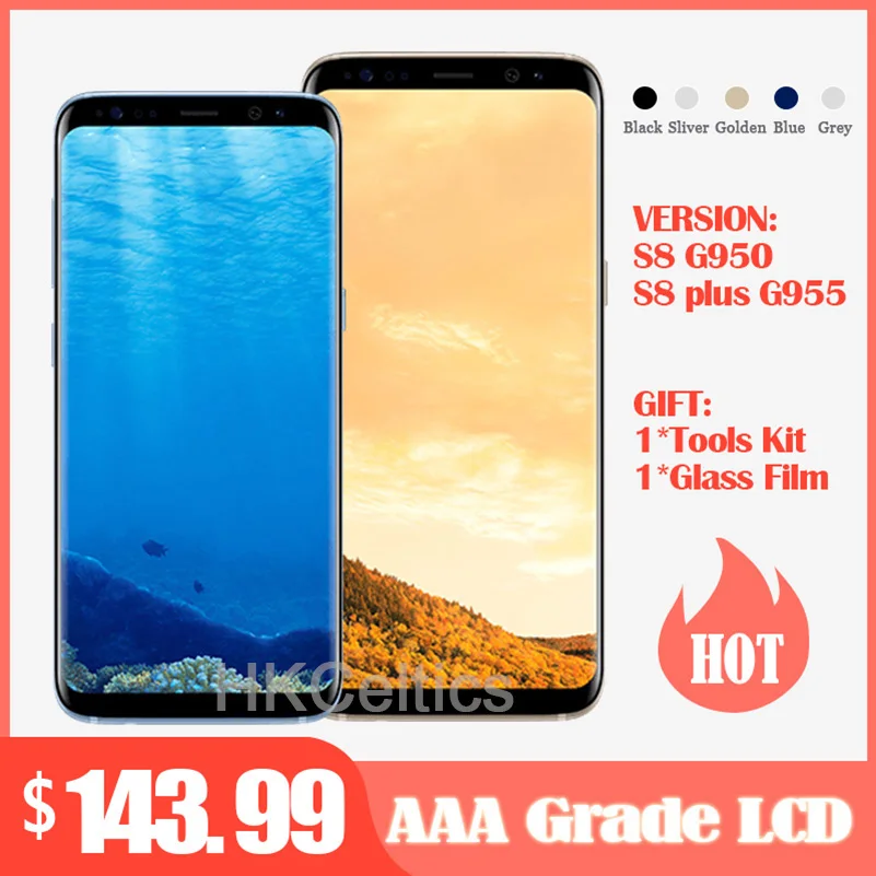 AMOLED S8 ЖК-дисплей с рамкой для SAMSUNG Galaxy S8 G950 G950F дисплей S8 Plus G955 G955F сенсорный экран дигитайзер не горит