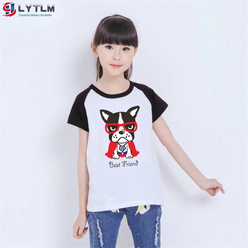 LYTLM Best Friend/футболки для девочек, футболка с рисунком собаки, топы для маленьких девочек, Harajuku Kawaii, футболка для маленьких мальчиков