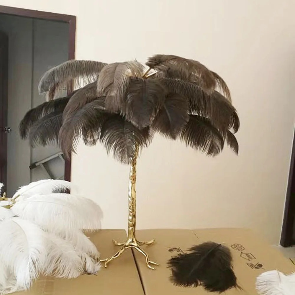 Перьевая торшер Lampara De Pie Страусиная перьевая лампа медный Lampadaire Plume De Salon современный светильник для спальни гостиной