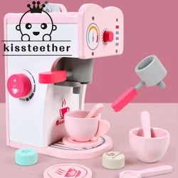 Kissteether – série de jouets en bois, ustensiles de cuisine, Machine à café rose, développement éducatif pour enfants, nouvelle collection 