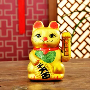

Electric Lucky Cat Ceramic Gold Ornaments Commercial Opening Decoration Gifts 7 inches/18cm no battery