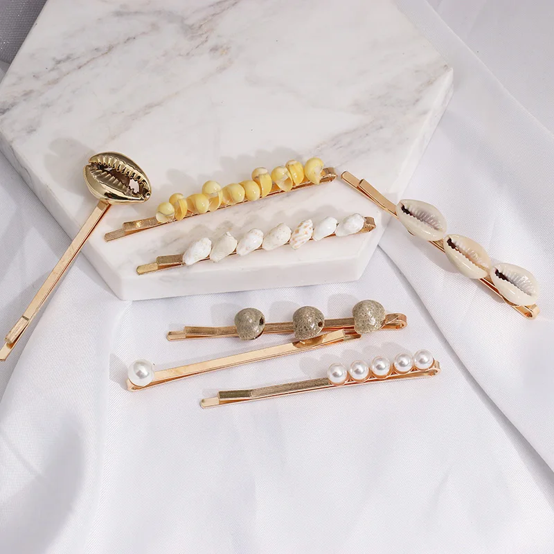 

Korea Simple Metal Hair Clips for Women Geometric Rhombus Gold Silver Color Pearl Snap Hairpins Hair Accessories