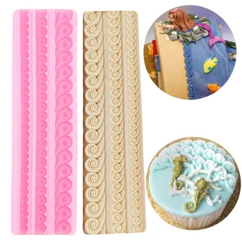 

Strip Lace Wave Pattern Sea Water Spray Border Embosser Silicone Molds Candy Chocolate Cupcake Fondant Cake Decorating Tools