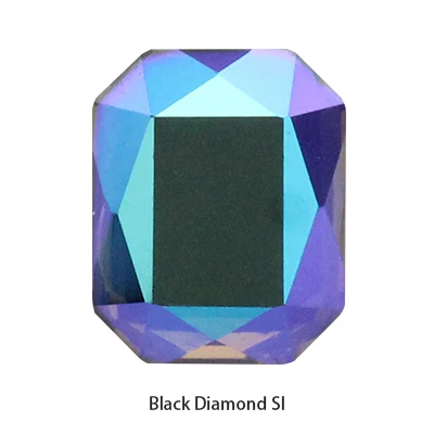 20pcs Rectangle Shape Glue On Nails Rhinestones Flatback Glass Strass Crystals Stones Nail Art Decoration Accessories Black Diamond SI