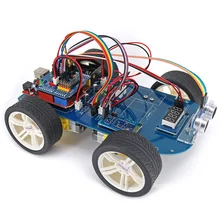 Kit de voiture intelligent de moteur d'engrenage de roue en caoutchouc de contrôle Bluetooth série 4WD ouvert-intelligent avec tutoriel pour Arduino UNO R3 Nano Mega2560(China)