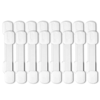 

Child Safety Strap Locks (16 Pack) for Fridge, Cabinets, Drawers, Dishwasher, Toilet, Adhesive No Drilling