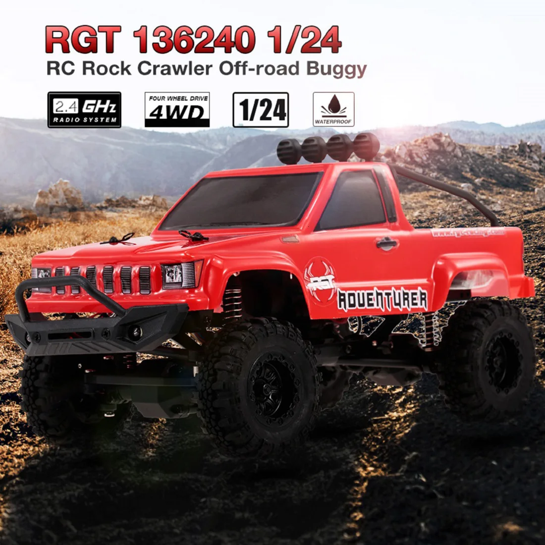 Rowsfire 1 шт RGT 1:24 2,4G 4WD 15 км/ч Моделирование RC Внедорожник RC альпинистский автомобиль RTR версия-желтый/красный