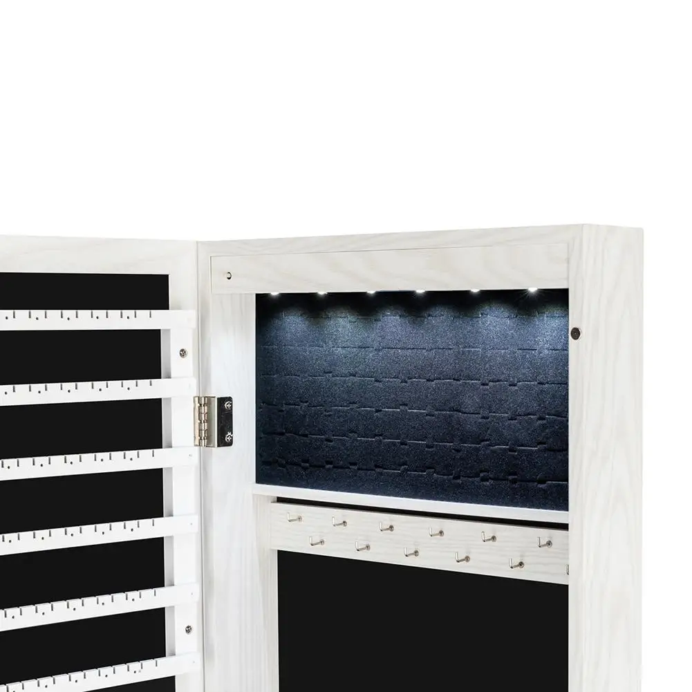 Wall Door Mounted Mirror Jewelry Storage Cabinet Accessories Package Lockable Armoire Organizer with LED Light Home Furniture Wall Door Mounted Mirror Jewelry Storage Cabinet Accessories Package Lockable Armoire Organizer with LED Light Home Furniture