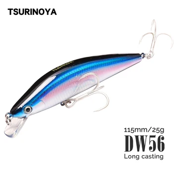 

TSURINOYA Sinking Minnow Fishing Lure DW56 115mm25g 3pcs Saltwater Lure Set Long Casting Artificial Hard Bait Sea Bass Lures