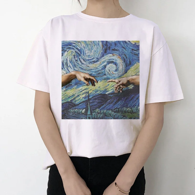 van gogh women t shirt new fashion art print tshirt Meme female clothes aesthetic t-shirt funny Tumblr Grunge grunge top tee