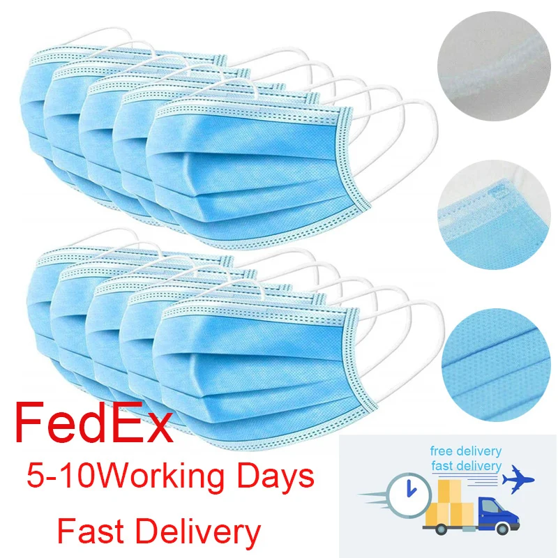 

Fast Ship 3 Layers Face Mouth Masks Non Woven Disposable Anti-Dust Meltblown Cloth Masks Dust Filter Proof Safety Earloops