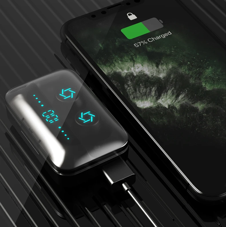 Fone de Ouvido Esporte à Prova Toque com Cancelamento Led sem Fio Display Bluetooth Estéreo Alta Fidelidade Dfingerprint Água Impressão Digital Ruído V5.0 5 prova dfingerprint água impressão digital toque com cancelamento ruído