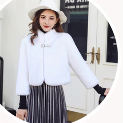 Bealegantom 2021 Luxury High Quality Winter Warm Coat Wedding Wraps Bridal Cape Fur Jacket Bridal Party Wedding In Stock QA1663