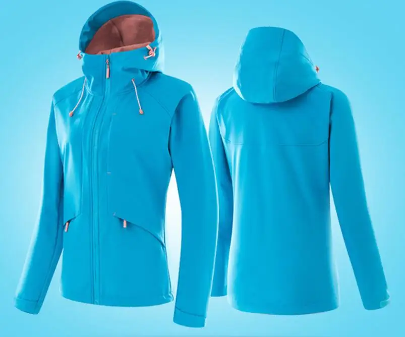 Women Lake Blue Fecocozy Softshell походные куртки зимние уличные мужские женские Треккинговые толстые куртки спортивные альпинистские ветровки походные пальто - Цвет: Women Lake Blue