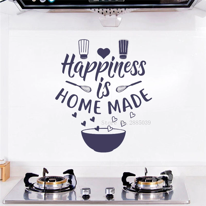 Autocollant Mural De Cuisine En Vinyle Le Bonheur Est Fait Maison Citation Grand Bol Ll135 Aliexpress