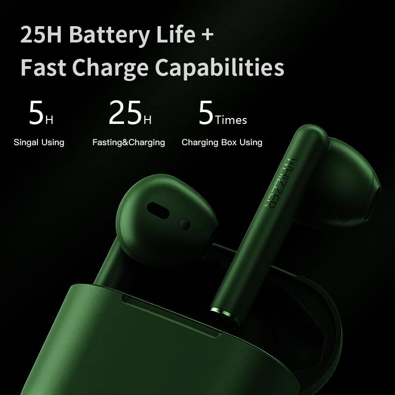 Whizzer B7 TWS Wireless  Bluetooth Earphones 5.0 Earbuds  Voice Control Noise Reduction Tap Control bass Sports Headset