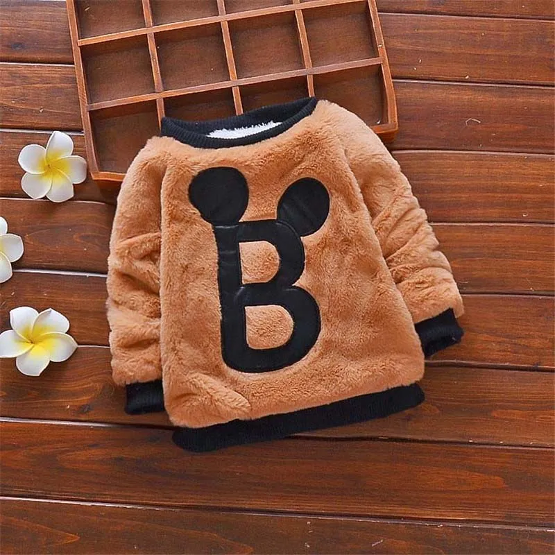 BibiCola/зимние свитера для маленьких девочек; осенний милый бархатный свитер для маленьких девочек; Детские теплые свитера; одежда для маленьких девочек - Цвет: Коричневый