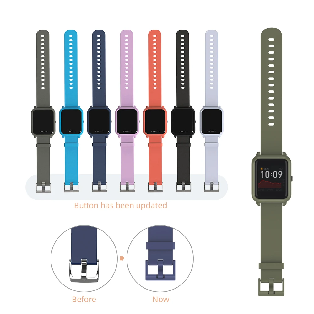 Strap and Case for Amazfit Bip GTS Bip S Lite, watch strap, silicone watch strap, silicone watch band, fitness tracker strap, smart bracelet strap, smart watch case, watch screen protector case, watch protector case