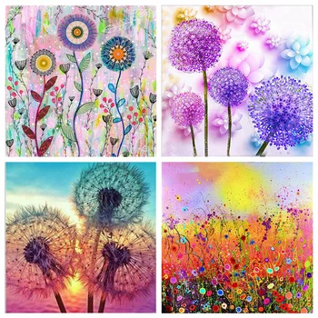 

Huacan Diamond Painting New Flower 5D DIY Diamond Mosaic Full Dandelion Kits Embroidery Decor For Home