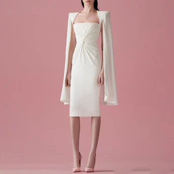 

2020 New Fashion White Elegant Celebrity Party Fashion Dress Long Sleeve Zipper Summer Sexy Bodycon Vestidos Wholesale