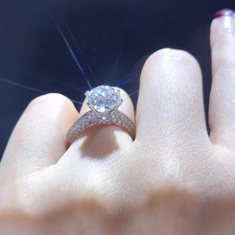 1ct блестящее CZ Кольцо для женщин Lover AAA 6 5 мм циркон камень зубец настройки кольцо