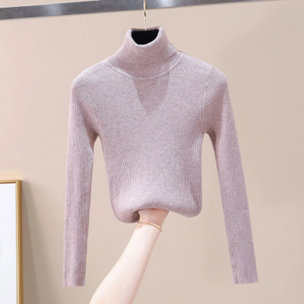 

Sfit Thick Turtleneck Warm Women Sweaters Autumn Winter Knitted Femme Pull Sweaters High Elasticity Soft Female Pullovers