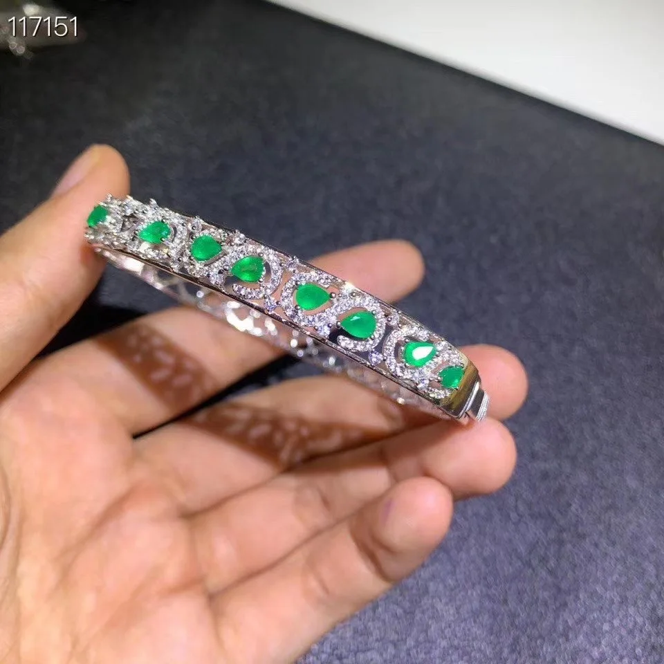 인기있는 디자인 쥬얼리 새로운 바람 로그인 천연 에메랄드 팔찌 럭셔리 멀티 보석 하이 엔드 쥬얼리