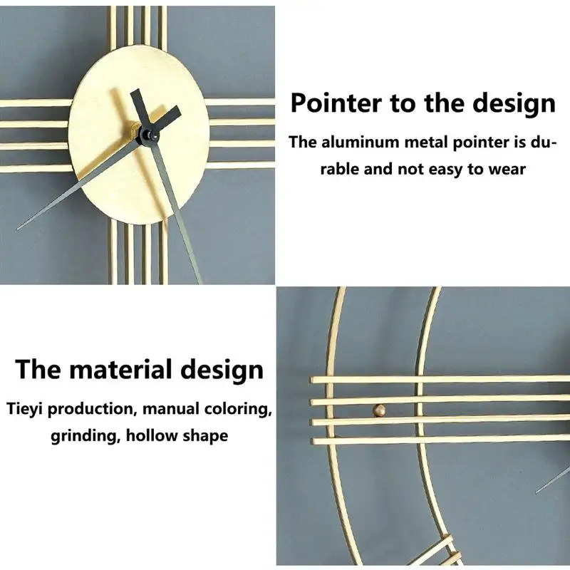 Металлические настенные часы в скандинавском стиле, ретро, двойное кольцо, Золотое железо, круглые декоративные подвесные часы, немой, уличные садовые часы, украшение дома