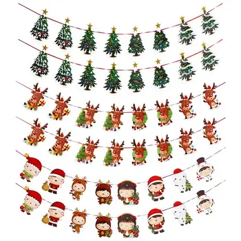 

6 Strips/Set Christmas Flag Xmas Ornament Decorative Banner String Flag