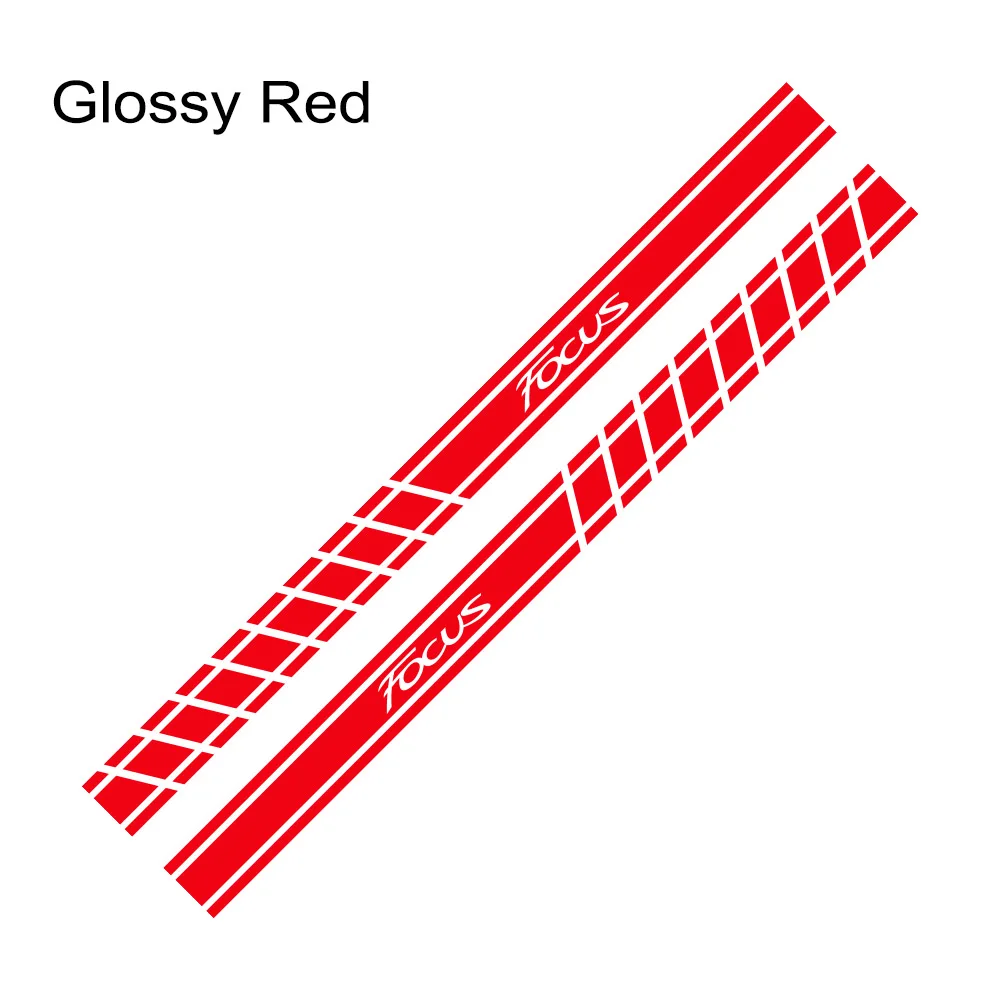 2 шт., наклейки для спортивной двери автомобиля, боковой юбки, виниловые, в полоску, очаровательные, авто Декор, наклейки, аксессуары для Ford Focus 2 3 1 MK2 MK3 MK1 - Название цвета: Glossy Red