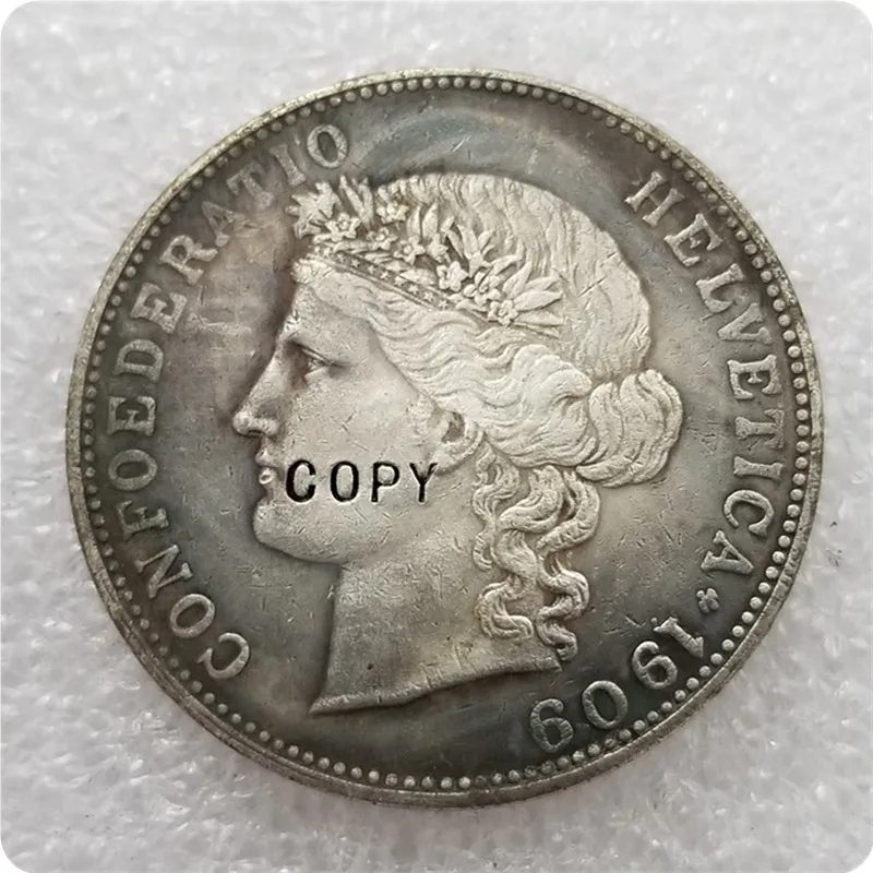 1888-1916 Switzerland 5 Francs BERN Copy Coin - Цвет: 1909