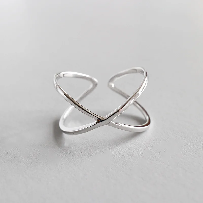 Simple Silver Color Cross Openning Rings for Women Wedding Trendy Jewelry Adjustable Antique | Украшения и аксессуары