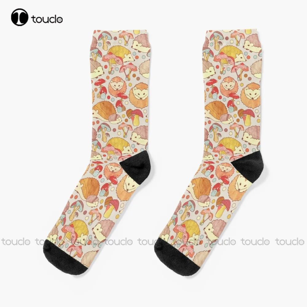 

Woodland Hedgehogs - A Pattern In Soft Neutrals Socks Football Socks Thanksgiving Christmas New Year Gift Hd High Quality Sock