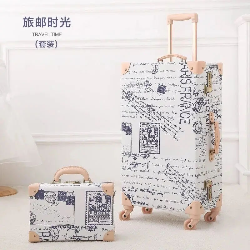 Hot!New Women 2PCS/SET Vintag Travel Suitcase Rolling Luggage sets,12"20"24"26"inch Trolley suitcase handbag Carry On Wheels