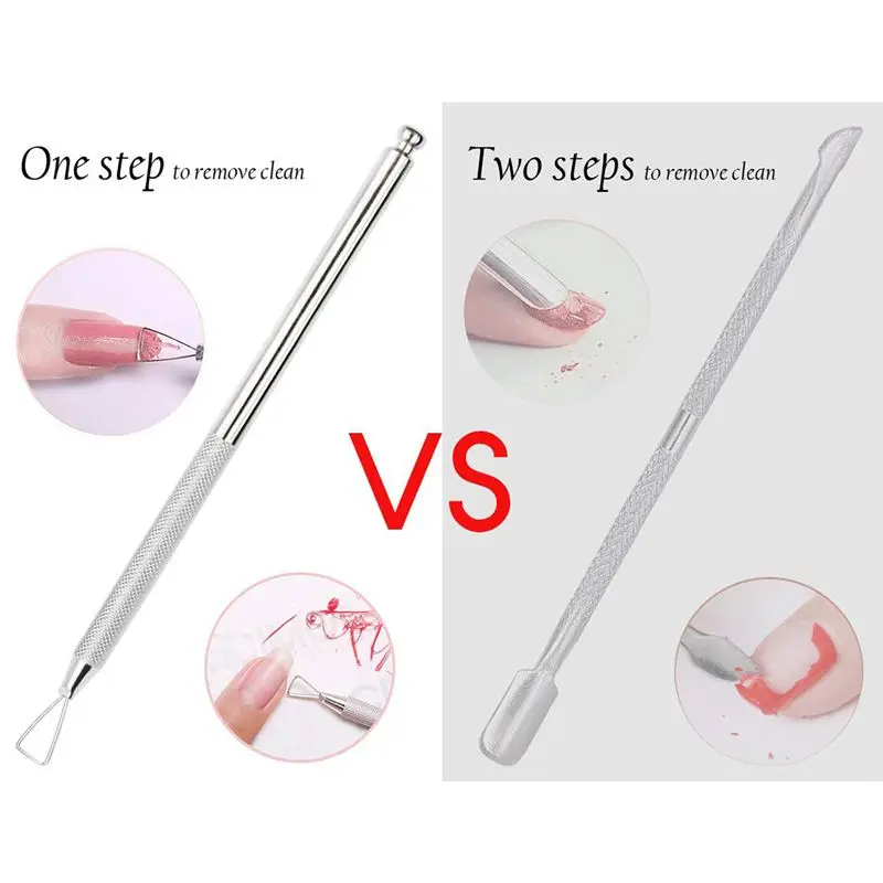 Cuticle Pusher Stainless Steel Triangle-ShapeCuticle Peeler Scraper Remove Gel Nail Polish Nail Art Remover Tool