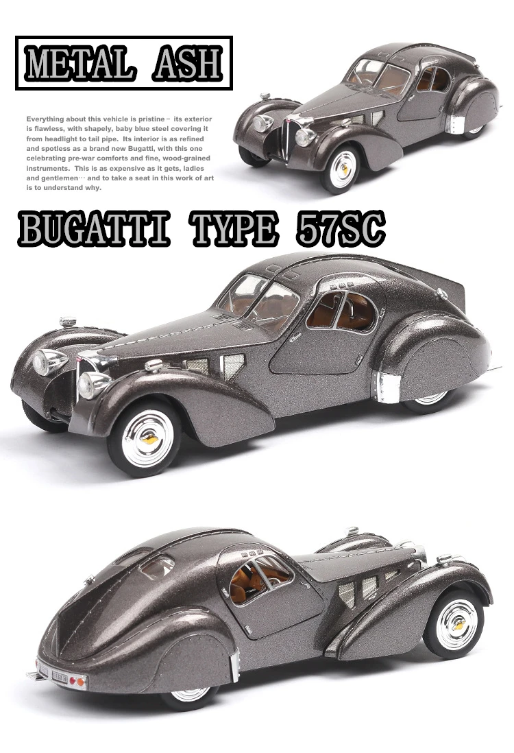 1:28 Bugatti классический автомобиль античный автомобиль модель машины коллекция подарок оттяните назад автомобиль