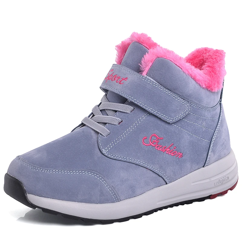 2019 г. зимние женские Ботинки Кожаные Замшевые Теплые ботильоны высокие