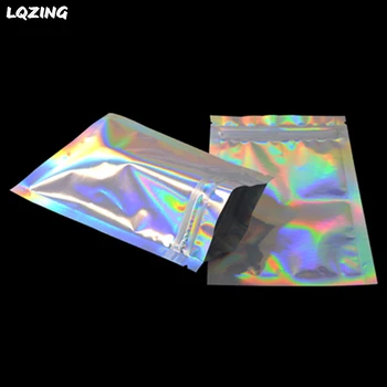 

50pc 7.5*10cm Mini Zip lock Bags Laser Mylar Foil Packaging Bag Eyelash Cosmetics Tools Zipper Bag Ziplock Storage Pouches Small