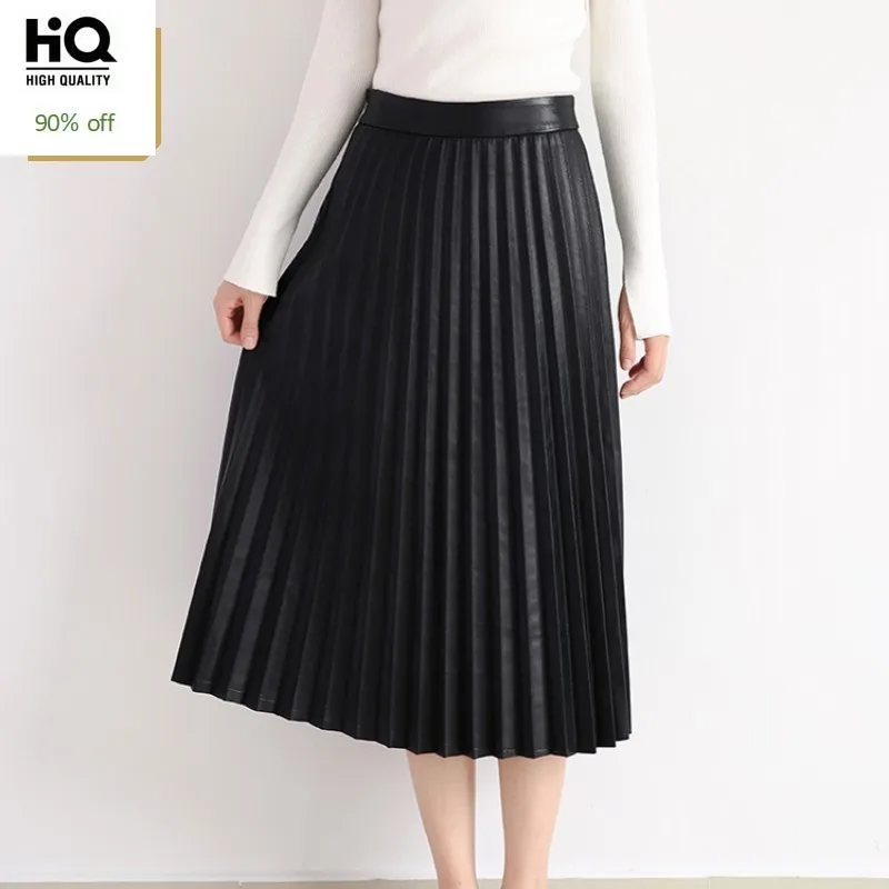 2020 Herfst Winter Lederen Rokken Vrouwen Zwart Sexy Slanke Ol Kantoor Dame Echte Schapenvacht Vrouwelijke Casual Lange Geplooide Rok 2020 Herfst Winter Lederen Rokken Vrouwen Zwart Sexy Slanke Ol Kantoor Dame Echte Schapenvacht Vrouwelijke Casual Lange Geplooide Rok