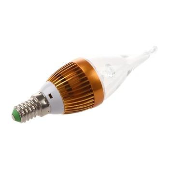 

New 3W E14 LED Light Bulb Candle Lamp White 85V - 265V Golden shell Long Candle