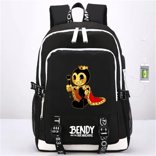 Bendy и чернильная машинка рюкзак сумка ж/USB модный порт/замок/интерфейс наушников студенческий блокнот сумка для ноутбука - Цвет: Style 7