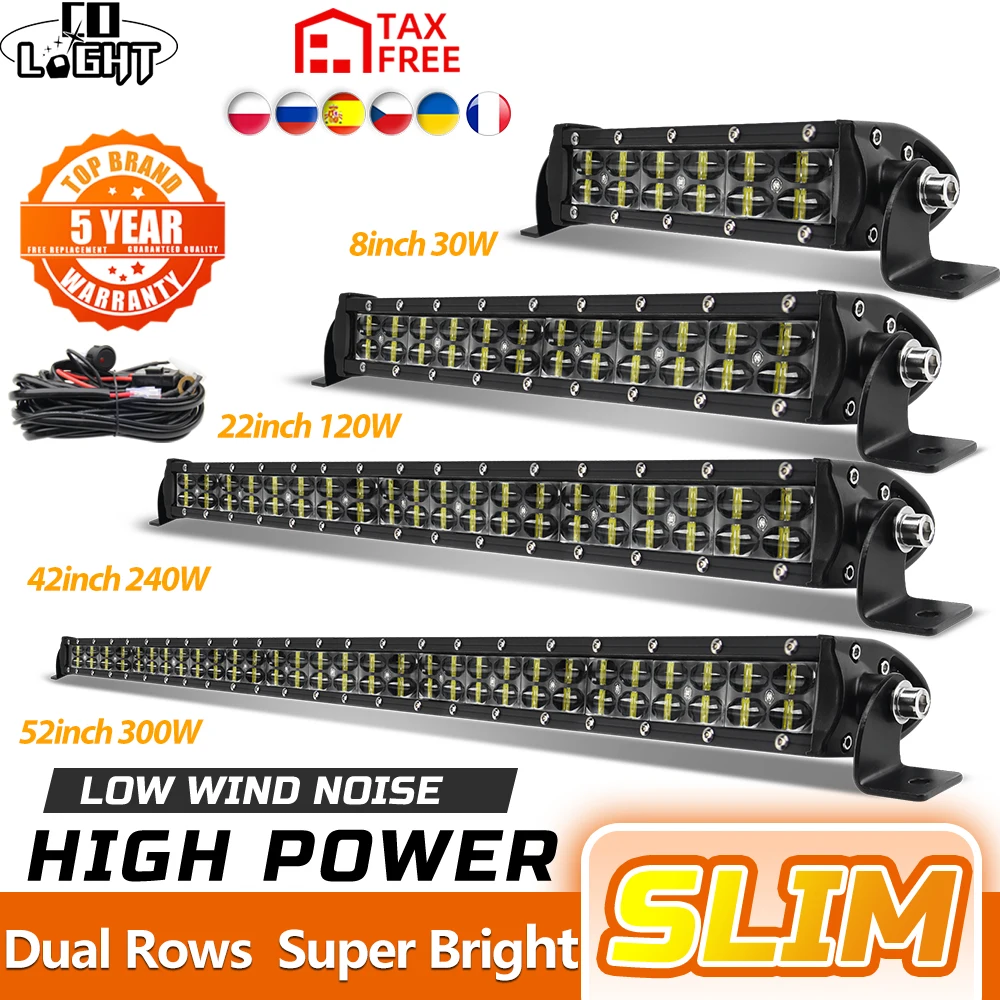 Dual-Rows 8"Inch 896W Osram Led Work Light Bar FLOOD Offroad fit for Truck ATV 