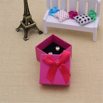 

24 Pack Candy Color Square Cardboard Jewelry Boxes with Bowknot on Upper Cover Wedding Favor 5×5×3.4cm