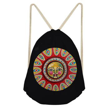 

THIKIN Polyester Drawstring Bag with Russian Folk Art Patterns Mini Beach Pouch Girls School Shoulder Bags Personalized 2020