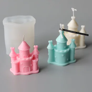 

3D Castle Shape Candle Silicone Mold Creative Architecture Simulation Plaster Molds DIY Aromatherapy Candle Mould