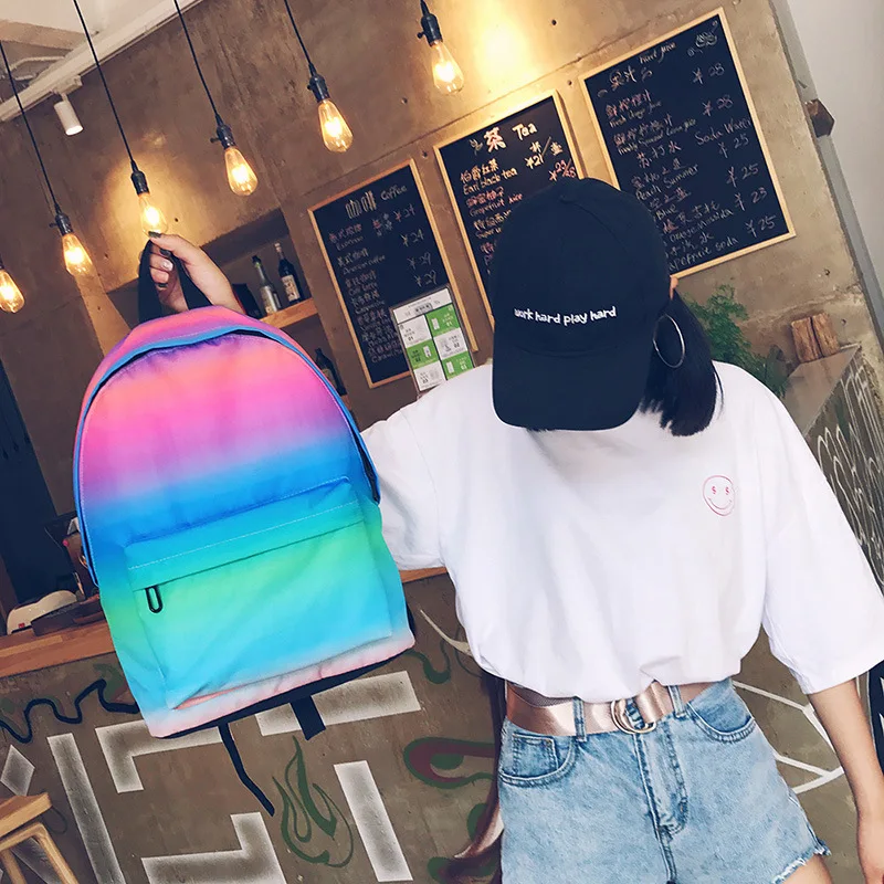 

Ink-jet personalized uncle rainbow gradient printing backpack 2019 summer new exquisite backpack